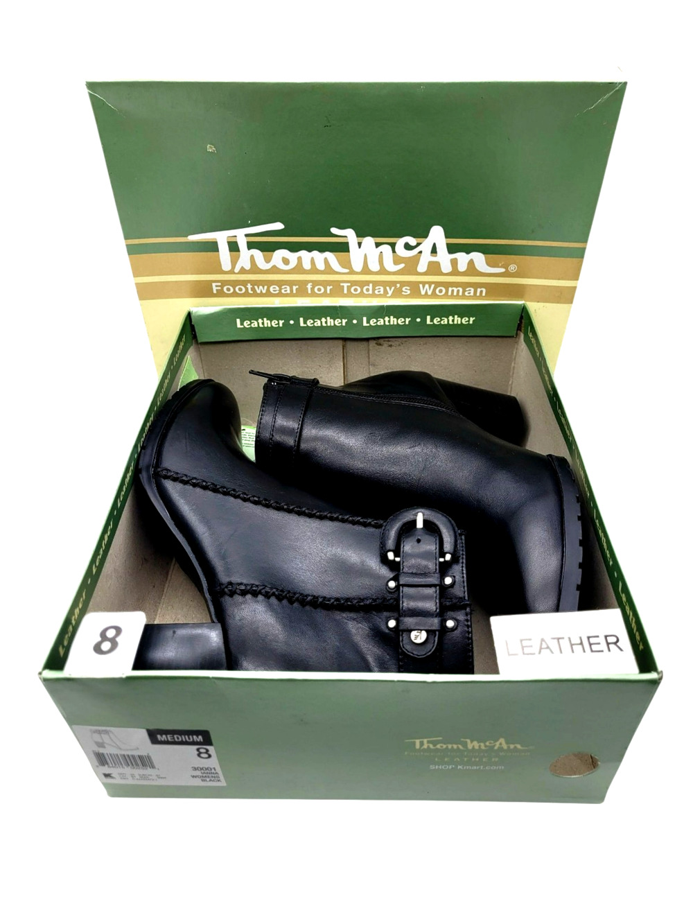 Vintage New in Box Thom McAn Ianna Women's Black Leather Boots Size 8M